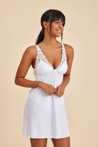 Amarelle-Paris Ekru Dantelli Kumaş Gecelik-Gecelik-2-Milagron.com