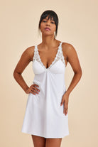 Amarelle-Paris Ekru Dantelli Kumaş Gecelik-Gecelik-3-Milagron.com