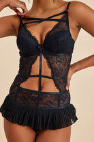 Amarelle-Roma Siyah Balenli Dantel Detaylı Babydoll-Babydoll-10-Milagron.com