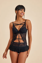 Amarelle-Roma Siyah Balenli Dantel Detaylı Babydoll-Babydoll-5-Milagron.com