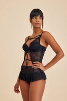 Amarelle-Roma Siyah Balenli Dantel Detaylı Babydoll-Babydoll-7-Milagron.com