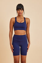 Amarelle-Sportive Lacivert Light Touch Kısa Toparlayıcı Spor Taytı-Activewear-1-Milagron.com