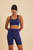 Amarelle-Sportive Lacivert Light Touch Kısa Toparlayıcı Spor Taytı-Activewear-6-Milagron.com