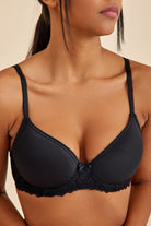 Amarelle-Victoria Siyah Balenli Dantelli Dolgusuz Toparlayıcı Balkonet Sütyen-Top-4-Milagron.com