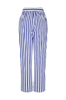 Amour Et Naturel-Beyaz Kalın Çizgili Beli Lastikli Bol Pantolon-Kumaş Pantolon-3-Milagron.com