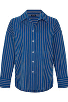 Amour Et Naturel-Lacivert Çizgili Oversize Gömlek-Gömlek-2-Milagron.com