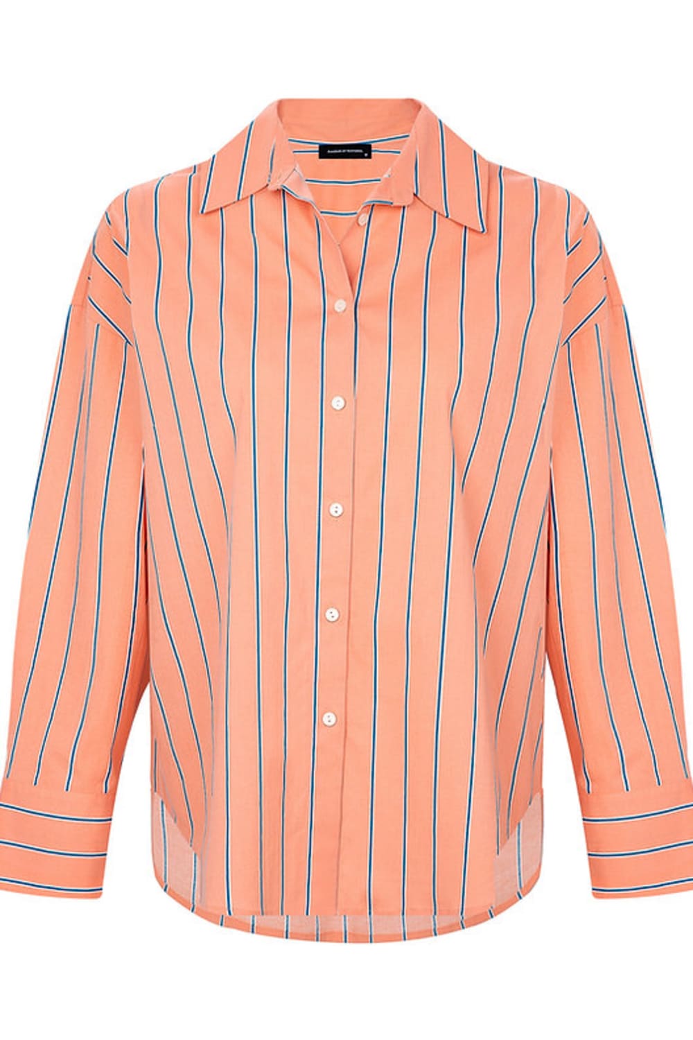 Amour Et Naturel-Mavi Çizgili Oversize Pembe Gömlek-Gömlek-3-Milagron.com