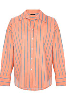 Amour Et Naturel-Mavi Çizgili Oversize Pembe Gömlek-Gömlek-3-Milagron.com
