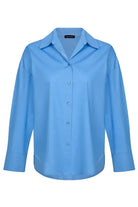 Amour Et Naturel-Nakışlı Oversize Gömlek Mavi-Gömlek-1-Milagron.com