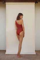 Anais & Margaux-Odette Burgundy Swimsuit with Chain Belt-Bikini & Mayo-3-Milagron.com