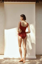 Anais & Margaux-Vivienne Burgundy Cutout Swimsuit-Bikini & Mayo-2-Milagron.com