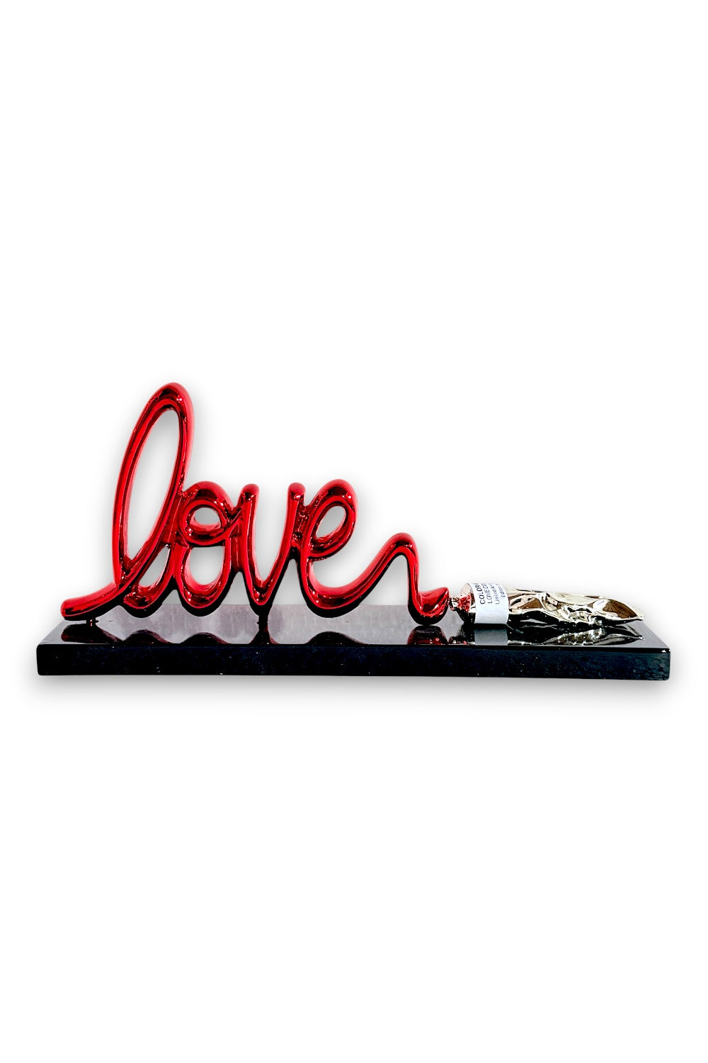 Love From A Paint Tube Heykeli | Kırmızı Krom Masa Üstü Dekor - 0