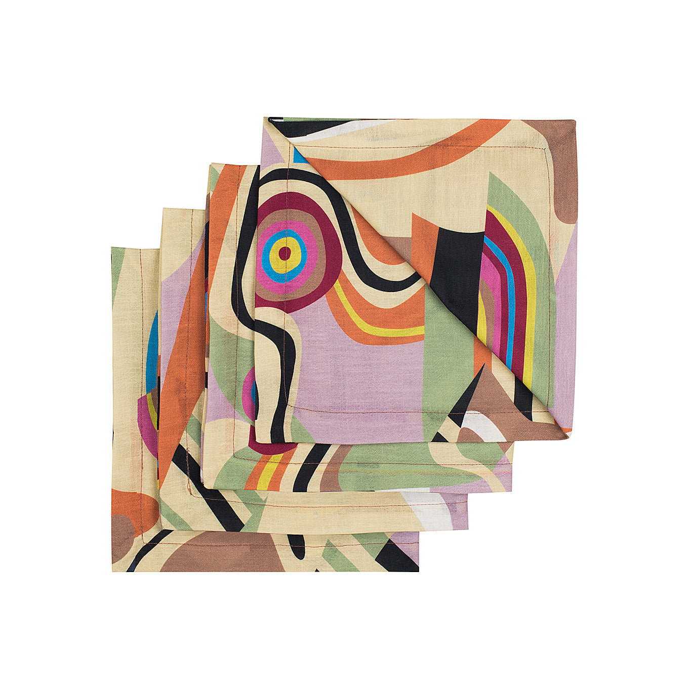 Ani Studio-Delta Linen Abstract Printed Napkin (Set Of 4) Sunrise-Peçete-1-Milagron.com