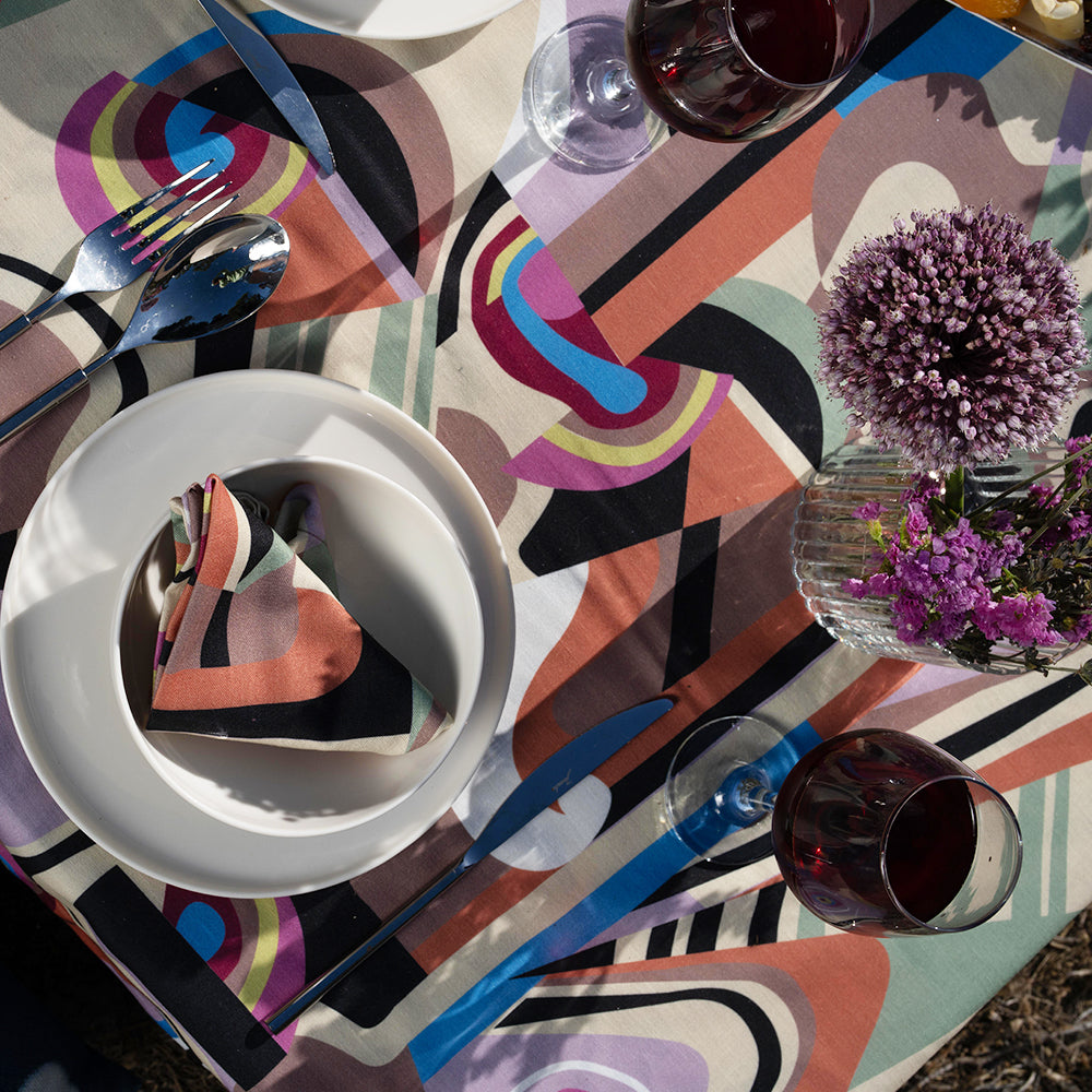 Ani Studio-Delta Linen Abstract Printed Napkin (Set Of 4) Sunrise-Peçete-3-Milagron.com