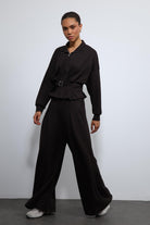 Antioch-Acı Kahve Bel Kemerli Geniş Paça Pantolonlu Takım-Takım-2-Milagron.com