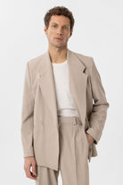 Antioch-Açık Bej Kruvaze Kapama Fleto Cepli Erkek Blazer Ceket-Blazer Ceket-2-Milagron.com
