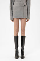 Antioch-Açık Gri Kadın Düğme Detaylı Mini Etek-Etek-1-Milagron.com