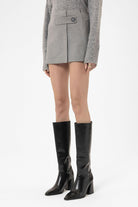 Antioch-Açık Gri Kadın Düğme Detaylı Mini Etek-Etek-3-Milagron.com