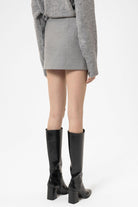 Antioch-Açık Gri Kadın Düğme Detaylı Mini Etek-Etek-7-Milagron.com