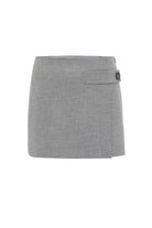 Antioch-Açık Gri Kadın Düğme Detaylı Mini Etek-Etek-8-Milagron.com