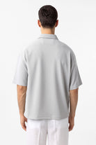 Antioch-Açık Gri Relax Fit Fermuarlı Polo Yaka Erkek T Shirt-T-Shirts-4-Milagron.com