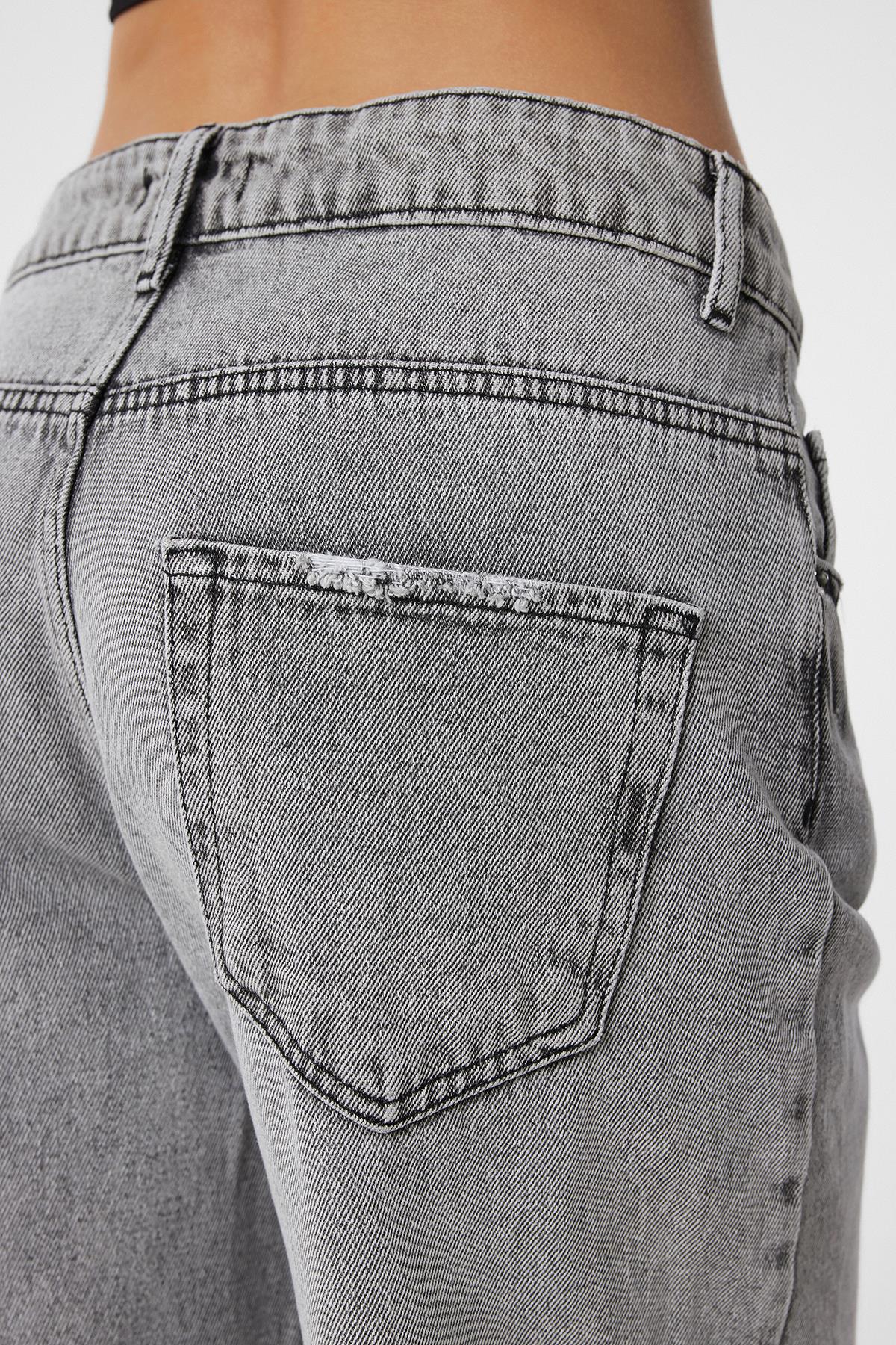 Antioch-Açık Gri Yüksek Bel Kadın Jean-Kot Pantolon-4-Milagron.com