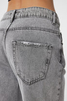 Antioch-Açık Gri Yüksek Bel Kadın Jean-Kot Pantolon-4-Milagron.com