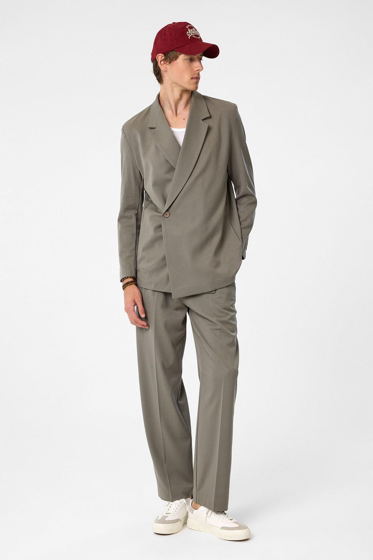 Antioch-Açık Haki Kruvaze Kapama Gizli Cep Erkek Blazer Ceket-Blazer Ceket-3-Milagron.com