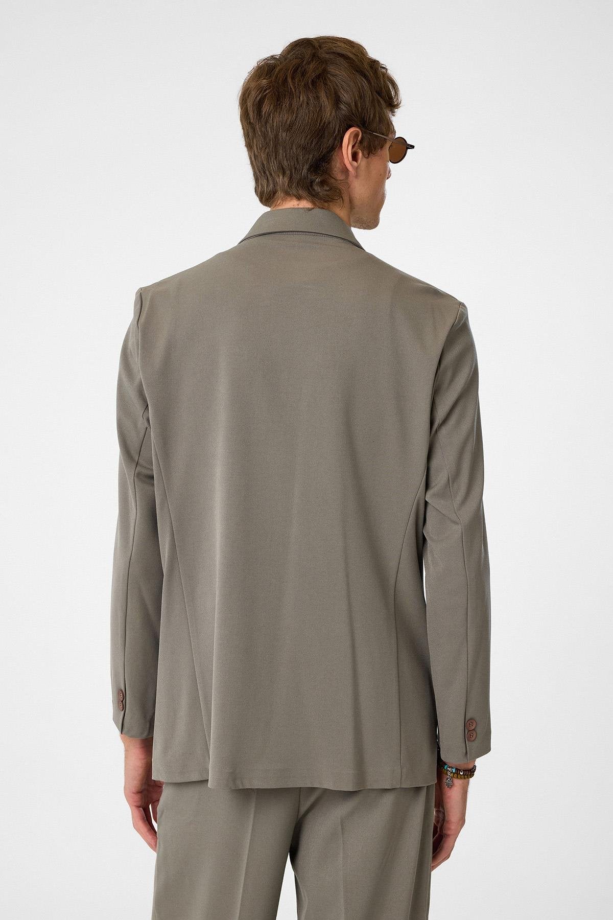 Antioch-Açık Haki Kruvaze Kapama Gizli Cep Erkek Blazer Ceket-Blazer Ceket-5-Milagron.com