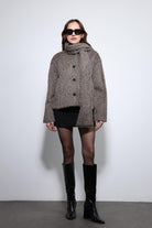 Antioch-Açık Kahve Atkı Yaka Suni Kürklü Kaban-Kaban-3-Milagron.com