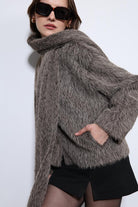 Antioch-Açık Kahve Atkı Yaka Suni Kürklü Kaban-Kaban-4-Milagron.com