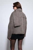 Antioch-Açık Kahve Atkı Yaka Suni Kürklü Kaban-Kaban-6-Milagron.com