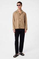 Antioch-Açık Kahve Modal Kumaş Çizgili Erkek Gömlek-Gömlek-2-Milagron.com