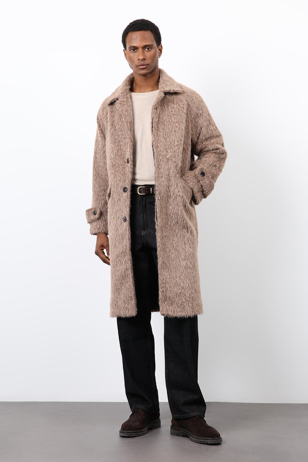 Antioch-Açık Kahve Suni Kürk Erkek Kaban-Kaban-2-Milagron.com