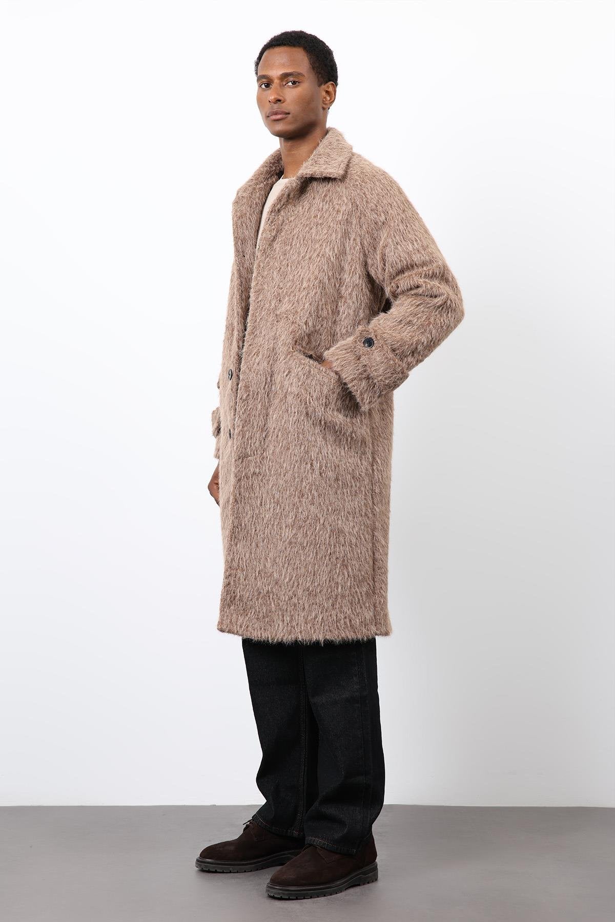 Antioch-Açık Kahve Suni Kürk Erkek Kaban-Kaban-4-Milagron.com