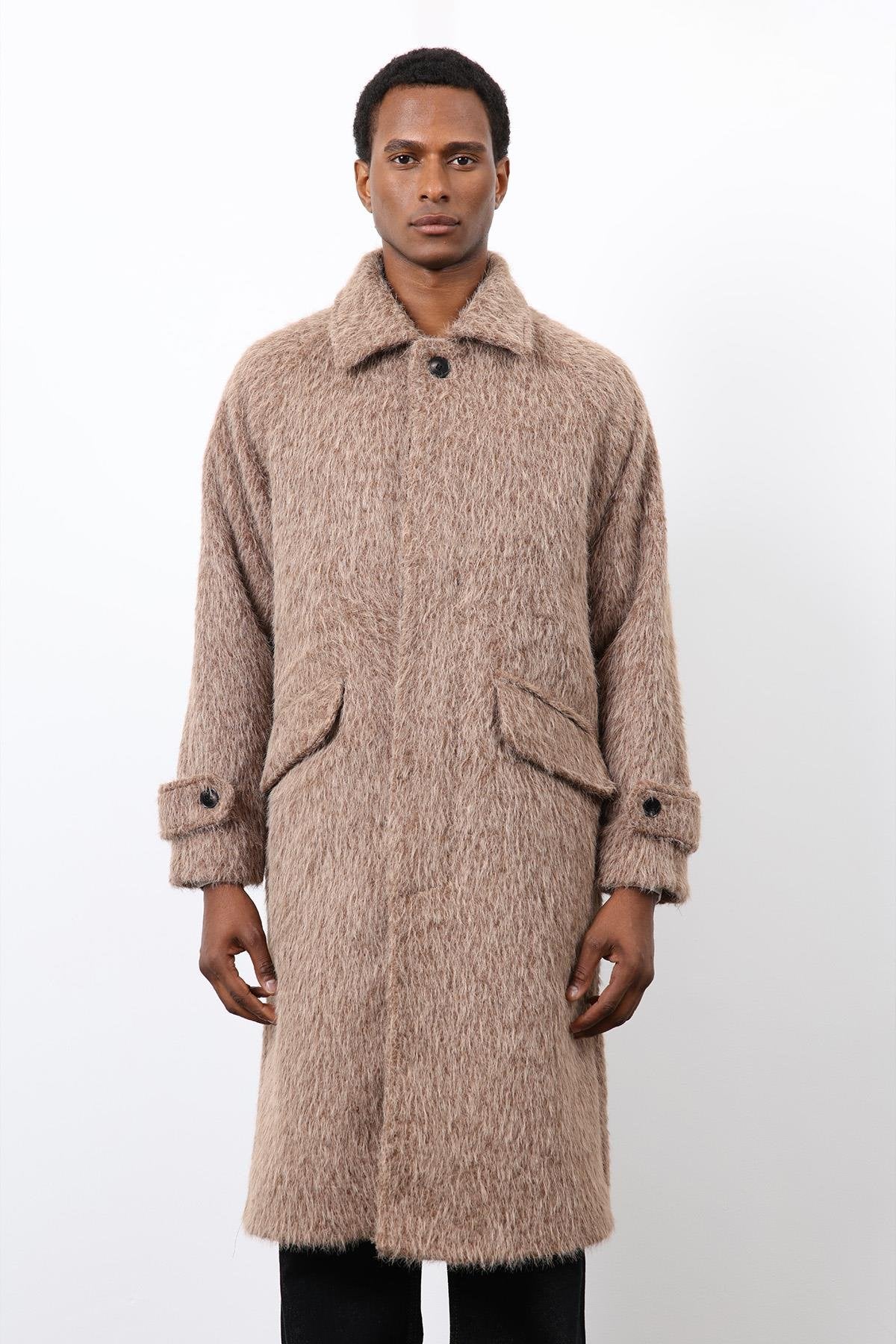 Antioch-Açık Kahve Suni Kürk Erkek Kaban-Kaban-5-Milagron.com