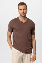 Antioch-Açık Kahve V Yaka Basic Erkek T Shirt-T-Shirts-1-Milagron.com
