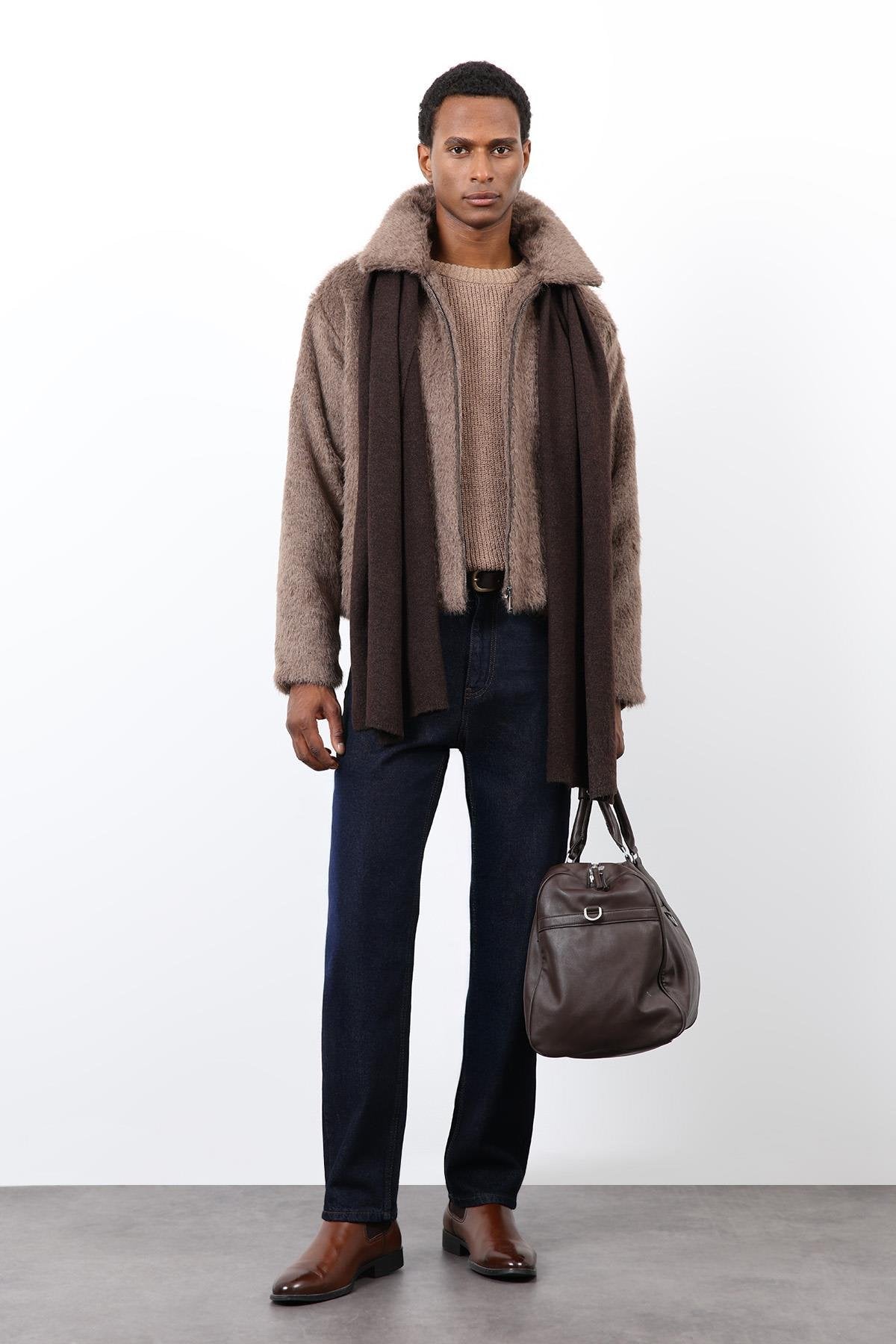 Antioch-Açık Kahve Yumuşak Dokulu Erkek Mont-Mont-1-Milagron.com