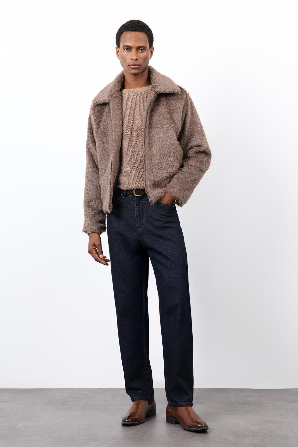 Antioch-Açık Kahve Yumuşak Dokulu Erkek Mont-Mont-3-Milagron.com