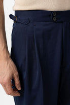 Antioch-Açık Lacivert Yüksek Bel İtalyan Kalıp Pileli Erkek Pantolon-Kumaş Pantolon-3-Milagron.com