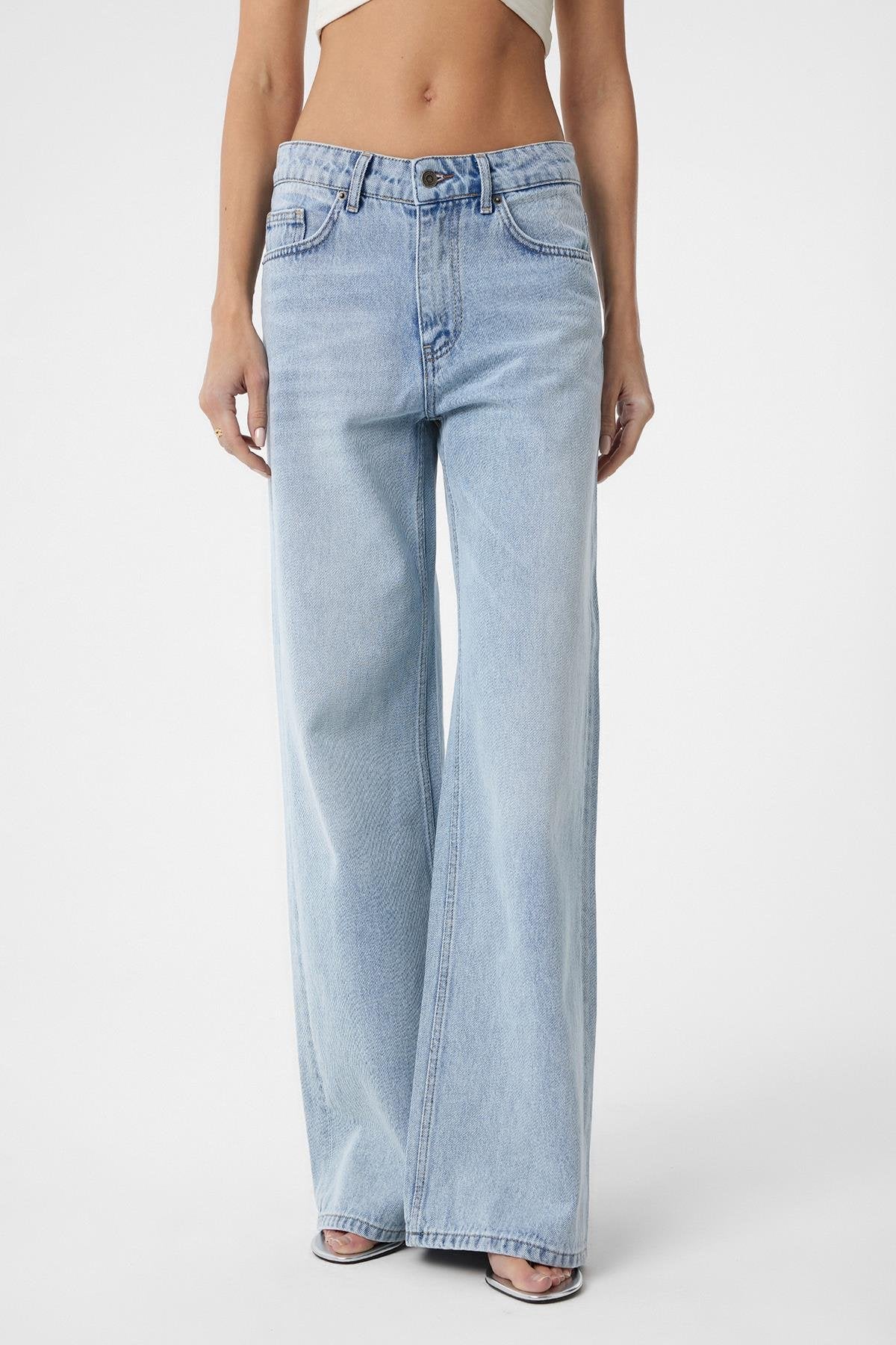 Antioch-Açık Mavi Yüksek Bel Kadın Jean-Kot Pantolon-1-Milagron.com
