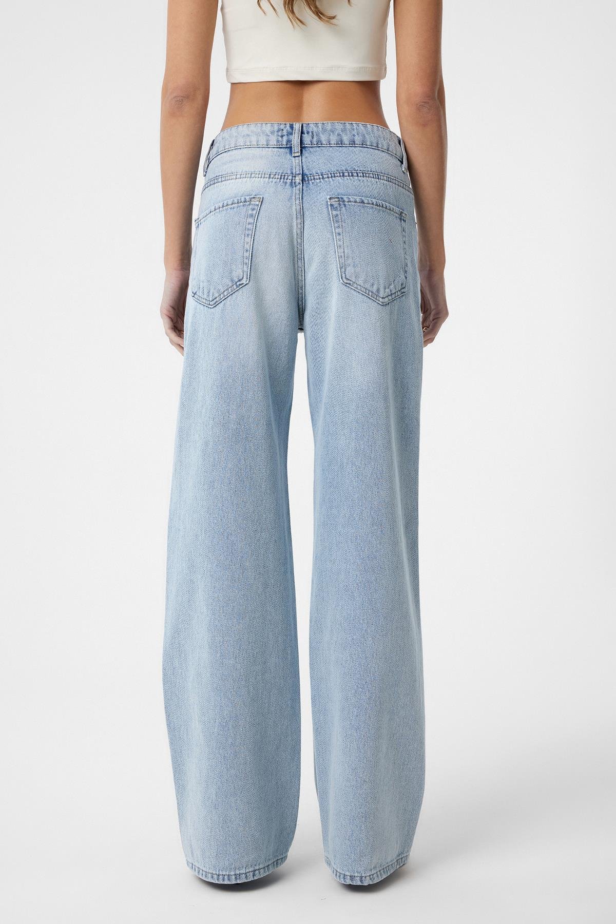 Antioch-Açık Mavi Yüksek Bel Kadın Jean-Kot Pantolon-5-Milagron.com