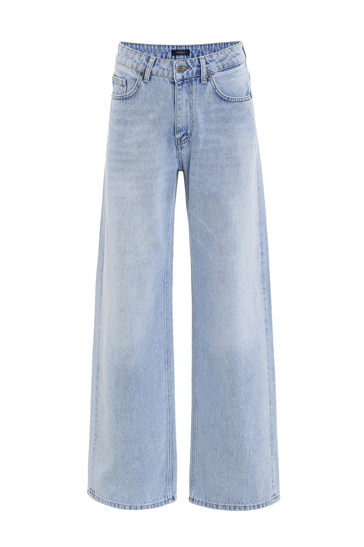 Antioch-Açık Mavi Yüksek Bel Kadın Jean-Kot Pantolon-6-Milagron.com