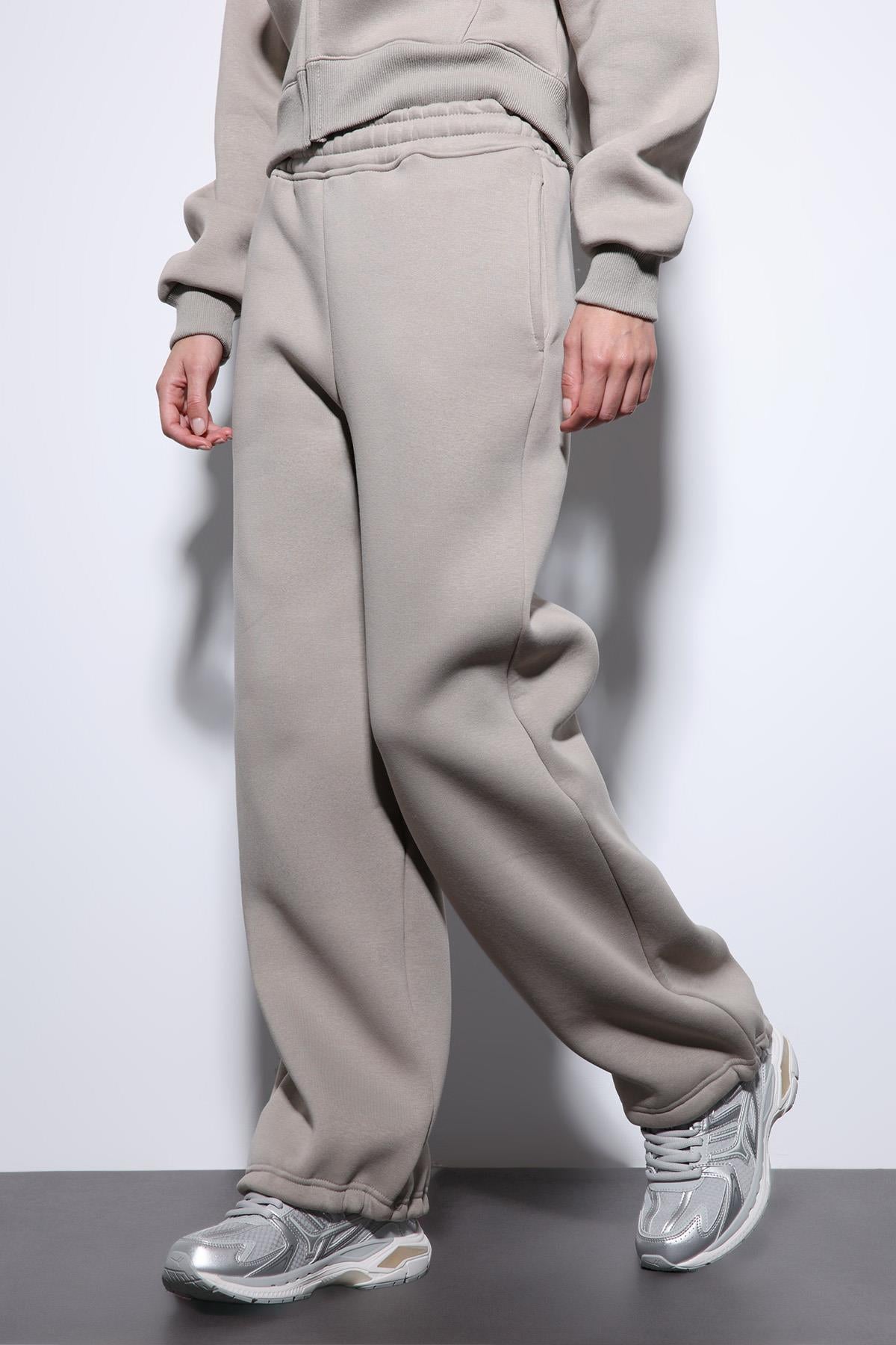 Antioch-Açık Vizon Basic Ayarlanabilir Paça Kadın Eşofman Altı-Eşofman-4-Milagron.com