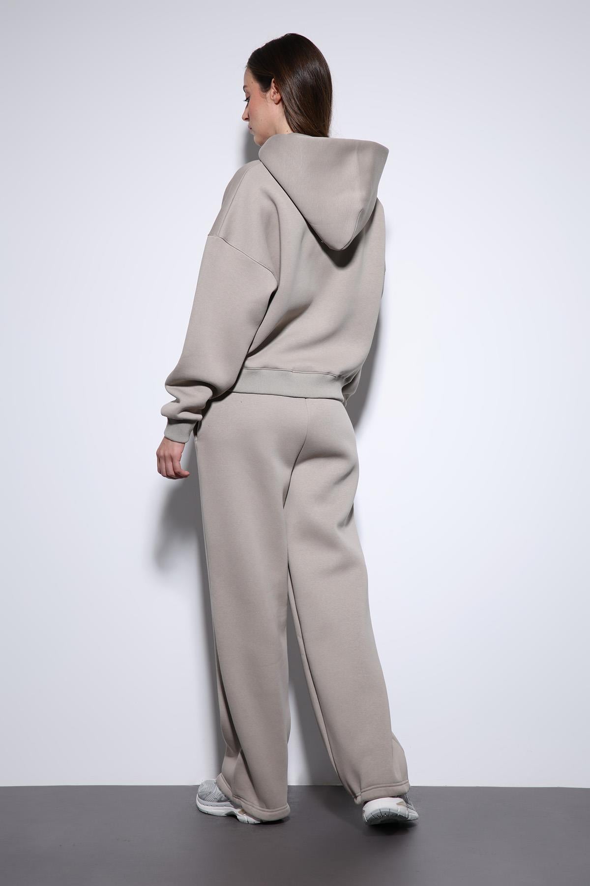 Antioch-Açık Vizon Fermuarlı Kapüşanlı Kadın Sweatshirt-Sweatshirt-6-Milagron.com