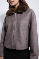 Antioch-Açık Vizon Yün Karışımlı Suni Kürk Yaka Ceket-Ceket-12-Milagron.com