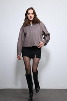 Antioch-Açık Vizon Yün Karışımlı Suni Kürk Yaka Ceket-Ceket-3-Milagron.com