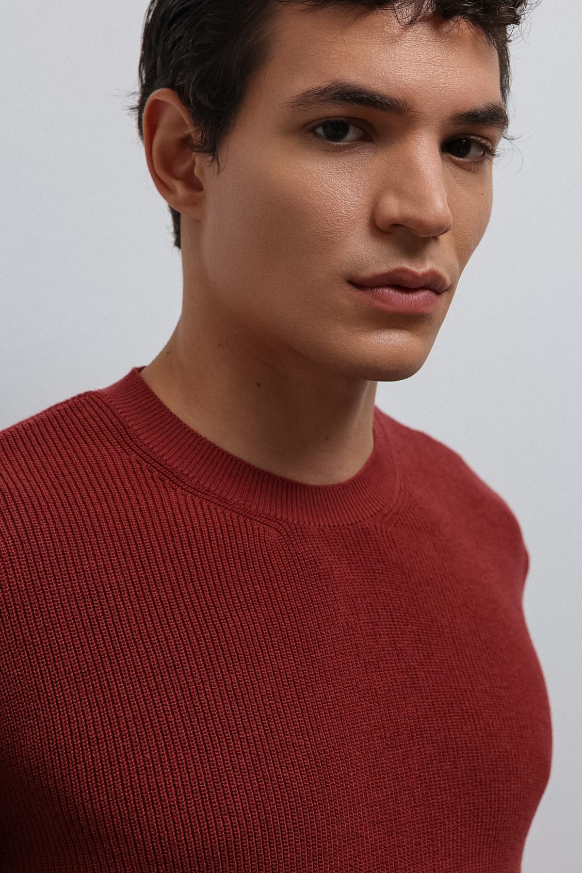 Antioch-Antioch Açık Bordo Dokulu Erkek Kazak-Kazak-3-Milagron.com