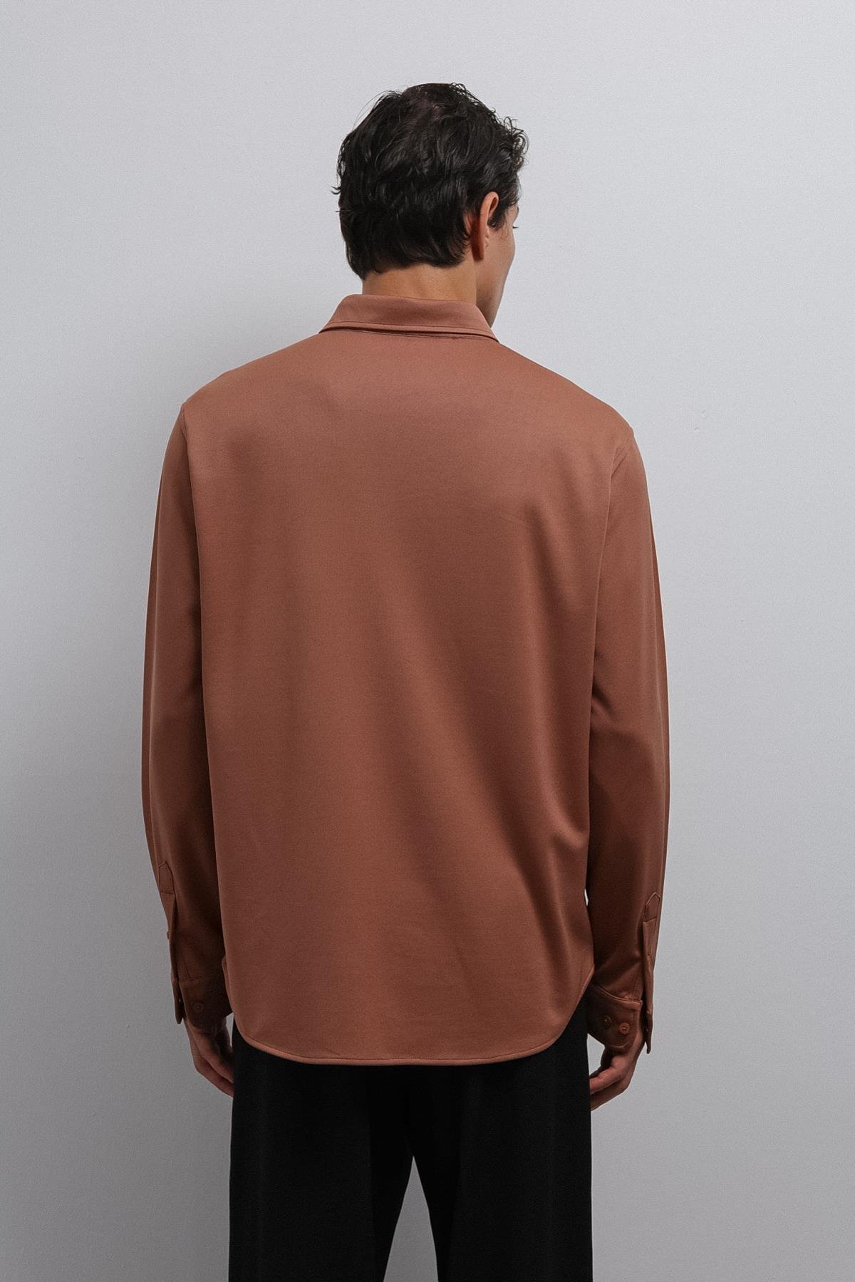 Antioch-Antioch Açık Kahve Düğmeli Yaka Relax Fit Erkek Gömlek-Gömlek-4-Milagron.com