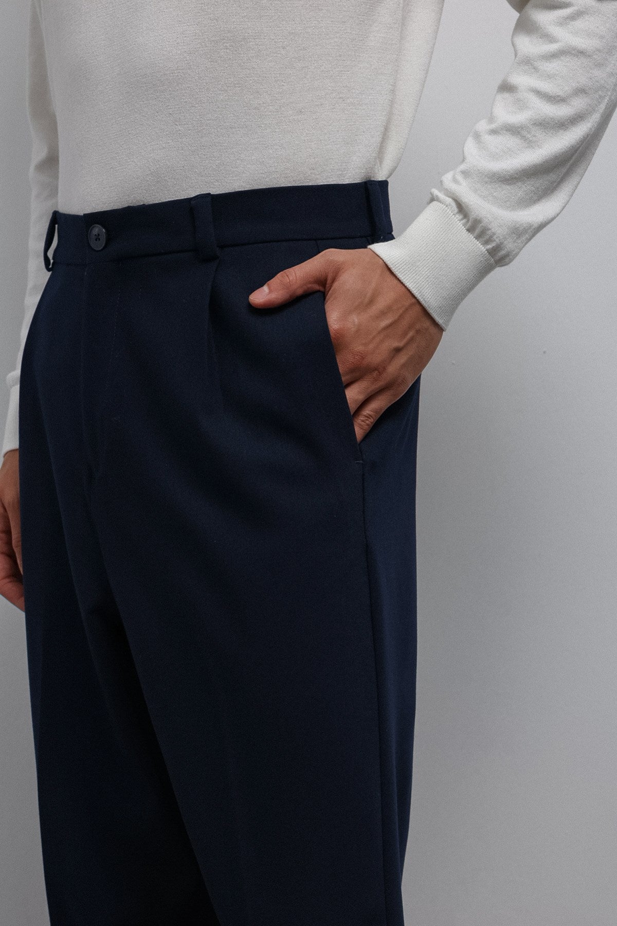 Antioch Açık Lacivert Relax Fit Baggy Pilili Erkek Pantolon